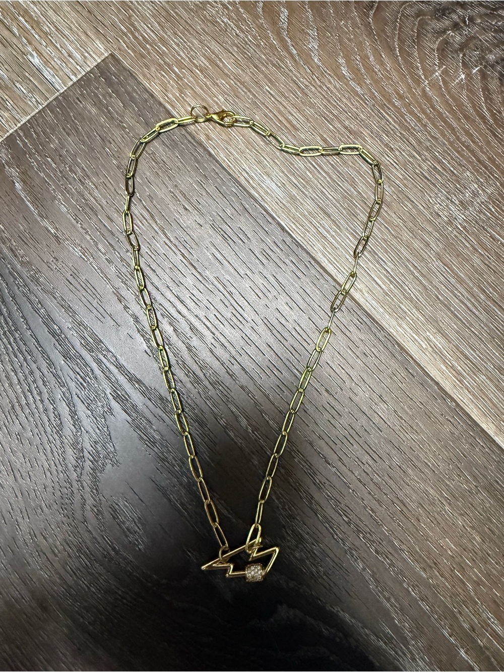 Gold Lightning Bolt Long Loop Necklace